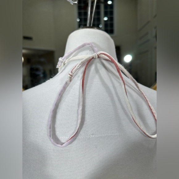 American Eagle Striped Ruched Halter Midi Dress | M | Cotton Lined Tiered - Picture 10 of 16